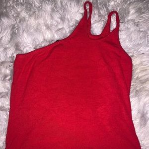 Red one shoulder tank